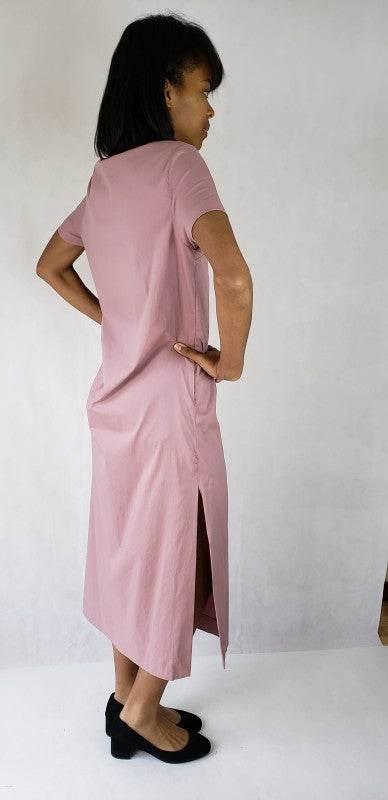 Maxi dress long side slits deep v neck with pocket