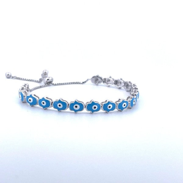 925 Sterling Silver Blue Evil Eye and Hamsa Bracel