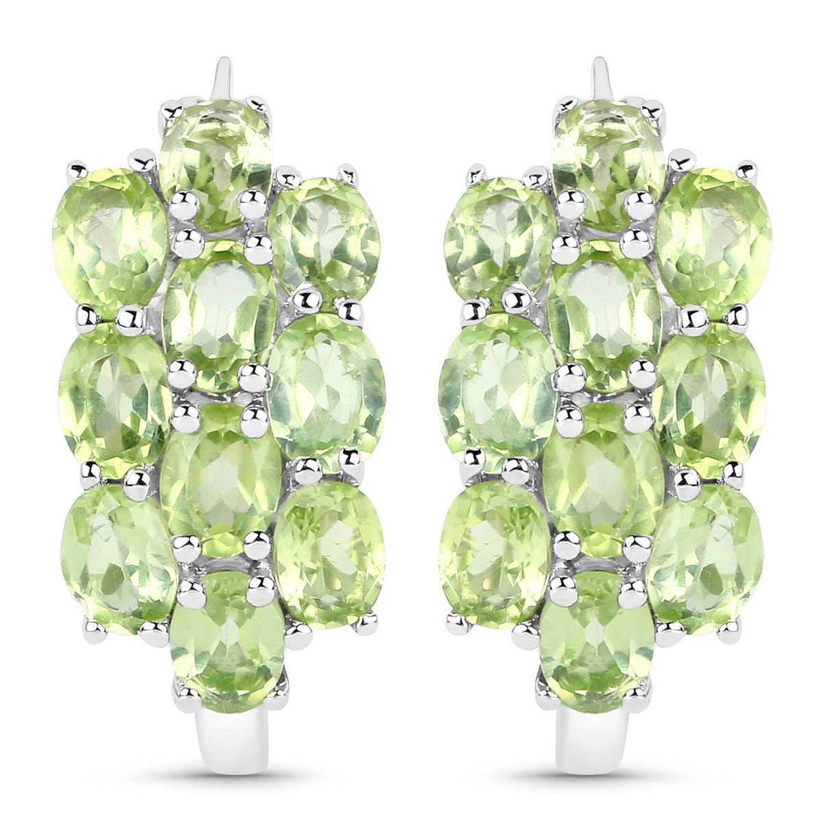 8.84 Carat Genuine Peridot .925 Sterling Silver 3 Piece Jewelry Set (Ring, Earrings, and Pendant w/ Chain)