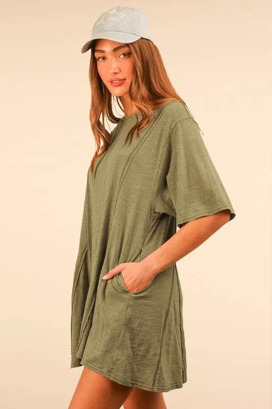 VERY J Mineral Washed Oversized Knit Comfy Romper