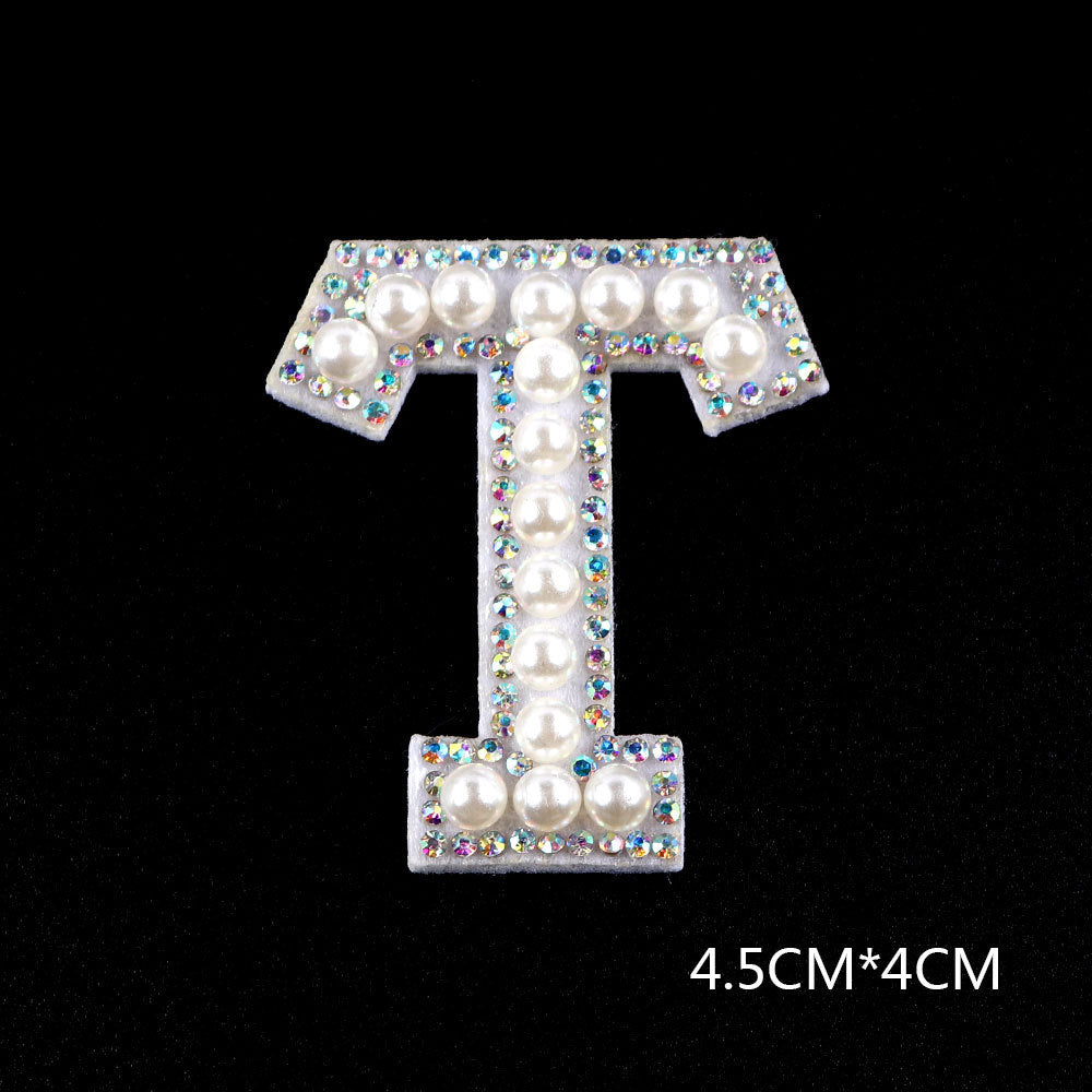 Pearl Rhinestone Cloth Sticker-Letter A-White-2 Pack