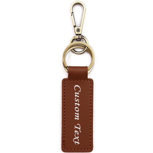 Custom Keychain, Personalized keychains, Real Leather Key Chain Holder Engrave Name Text, Customized Gifts for Men Women