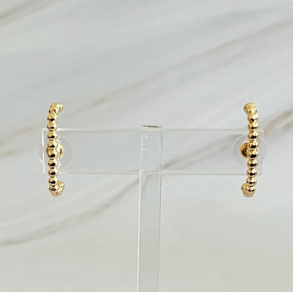 Ball Linked C Shape Post Earrings