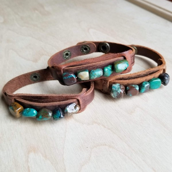 Narrow Cuff with African Turquoise Chunks