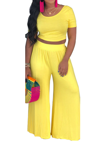Solid Color Simple Casual Pants Set