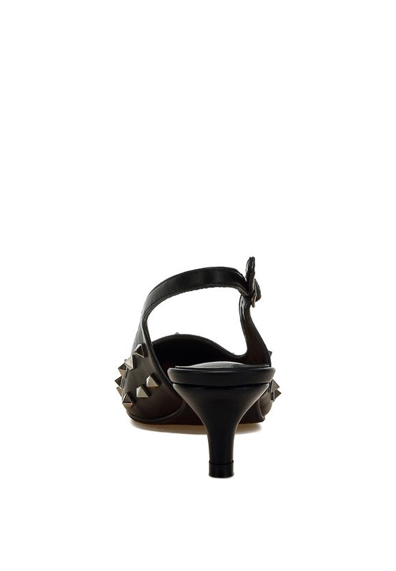 Hegron Stud Embellished Kitten Heels