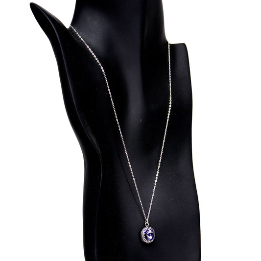 925 Silver Purple Bombastic Necklace Created with Crystals