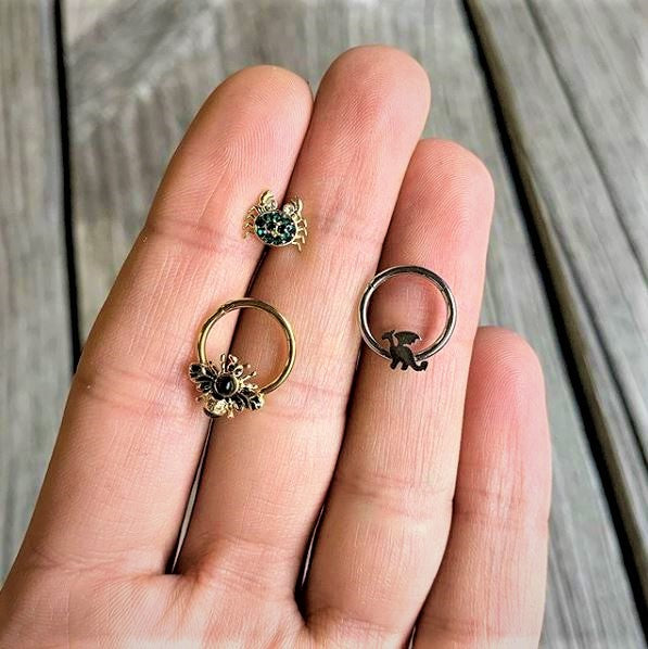 16G 3/8 Fantasy Dragon Hinged Segment Ring