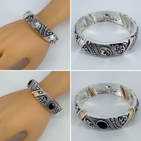 Designer inspired Filigree Stretchable with Glass