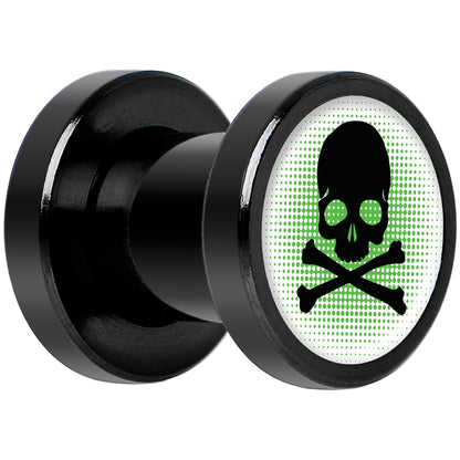 Green Black Skull Black Anodized Screw Fit Plug Set 2G