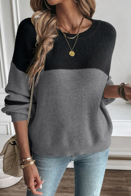 Colorblock Stripe Long Sleeve Sweater
