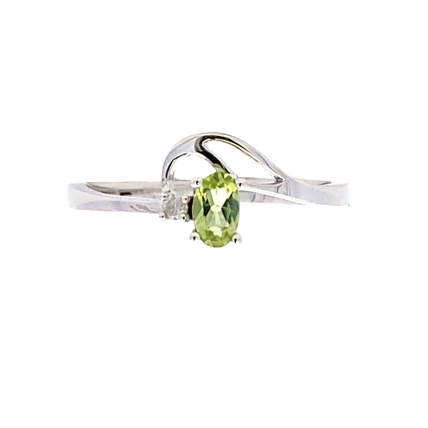 .02ct Peridot Diamond Ring 10KT White Gold