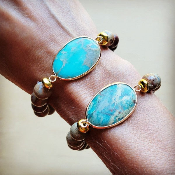 Aqua Terra Beaded Bracelet with Center Accent