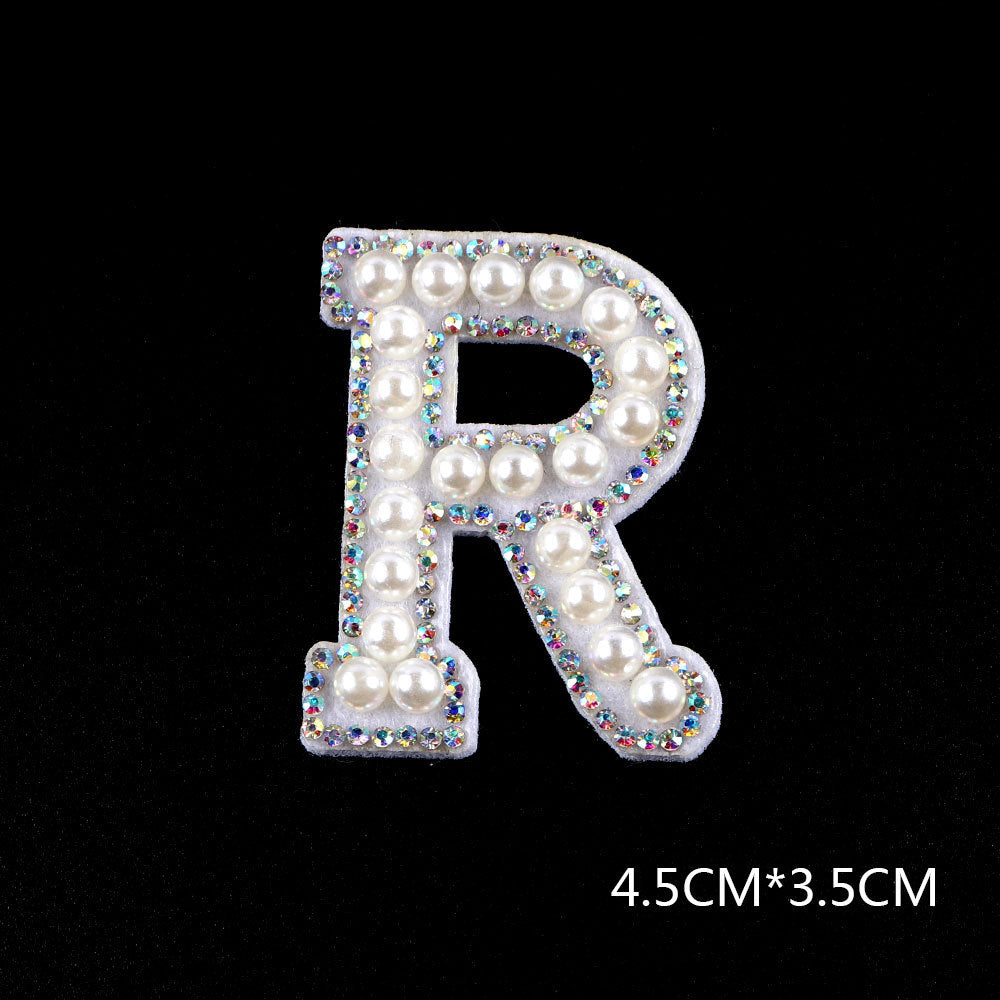 Pearl Rhinestone Cloth Sticker-Letter A-White-2 Pack