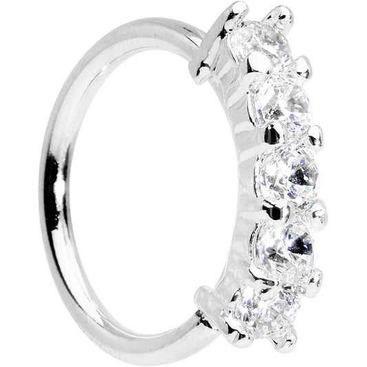 18G 5/16 Clear CZ Quintet Seamless Circular Ring