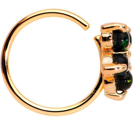 5/16 Green Faux Opal CZ Rose Gold IP Flower Seamless Circular Ring