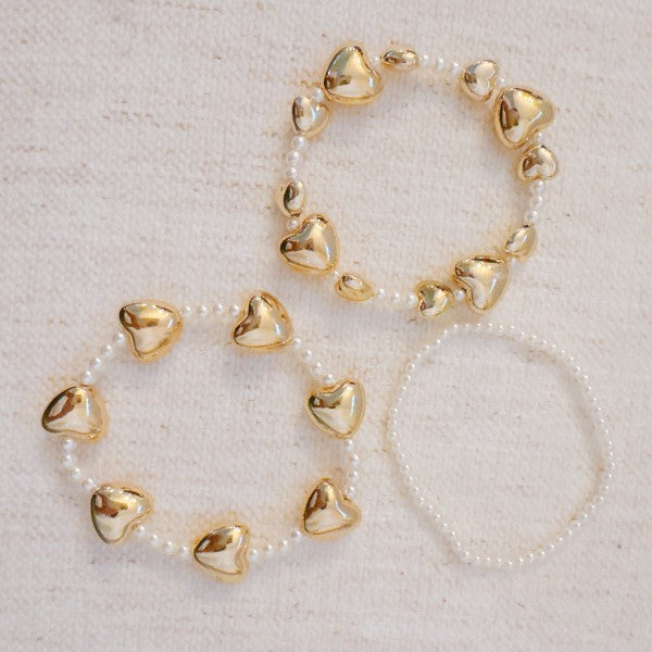 Annie Puffy Hearts Bracelet Set Of 3