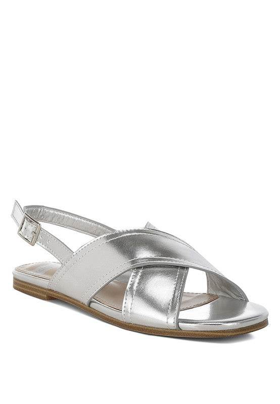 Kanon Metallic Pleather Criss-Cross Flats