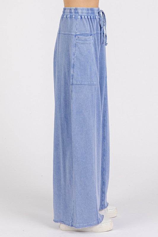 Mittoshop Mineral Wash Elastic Waist Baarrel Leg Baggy Pants