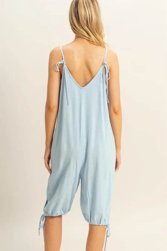 HYFVE V-Neck Pocket Detail Side Tie Hem Romper