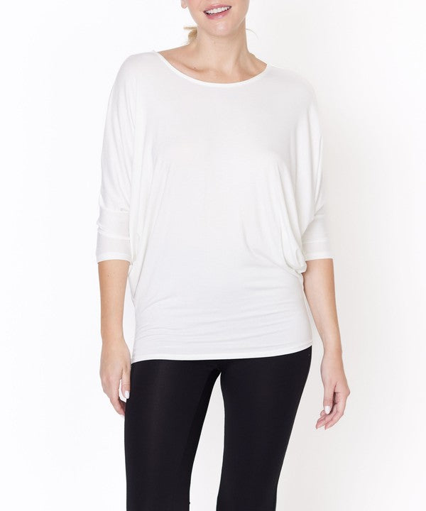 BAMBOO SIDE ROUCH DOLMAN TOP