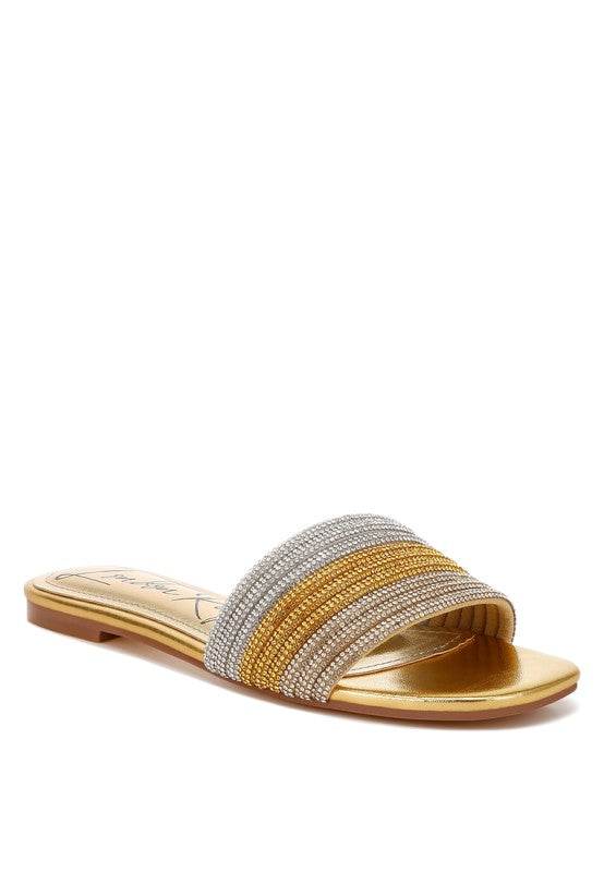 Chrisy Rhinestone Strap Slip On Flats