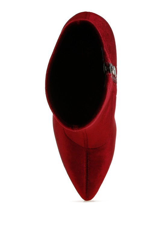 Arcturus Flared Block Heel Velvet Boots