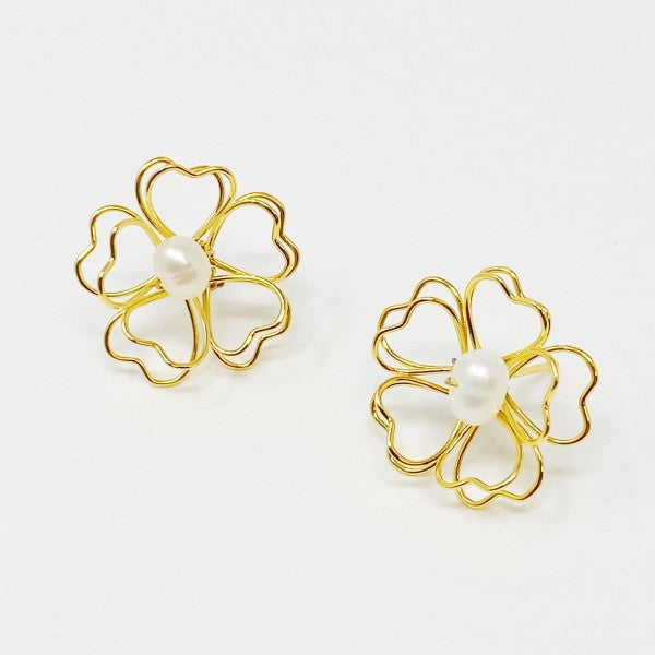 Heart Petals With Freshwater Pearl Earrings