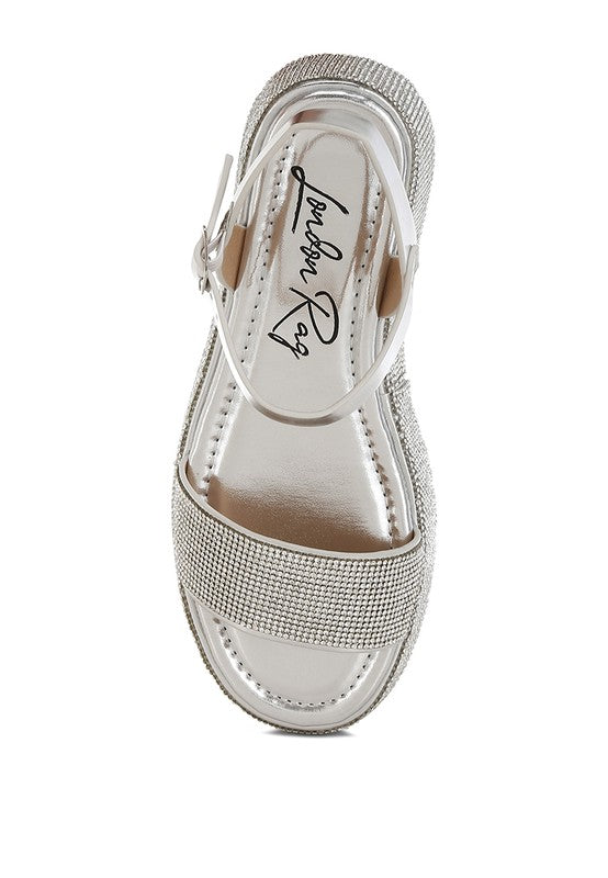 Nensis Rhinestone Embellished Flatform Sandals