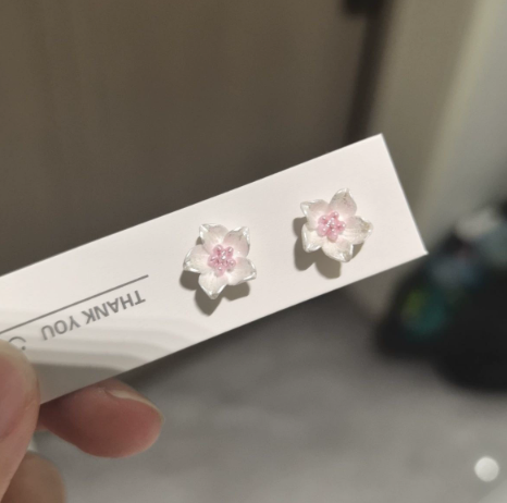 Magnetic ear clip-Camellia flower-blue-1 pair