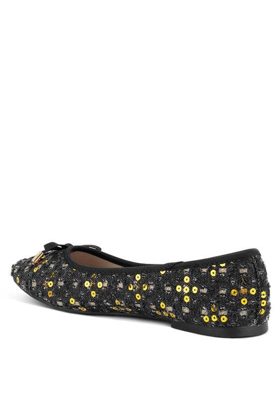 Florent Sequin Flat Bow Ballerinas