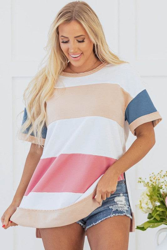 Kensley Patchwork Side Split Tunic Top
