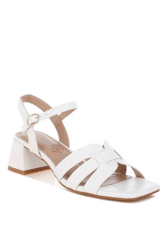 Eliska Strappy Square Toe Block Heels