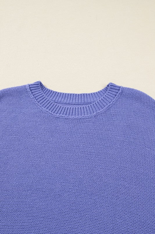 Plus Size Stripe Trim Drop Shoulder Sweater