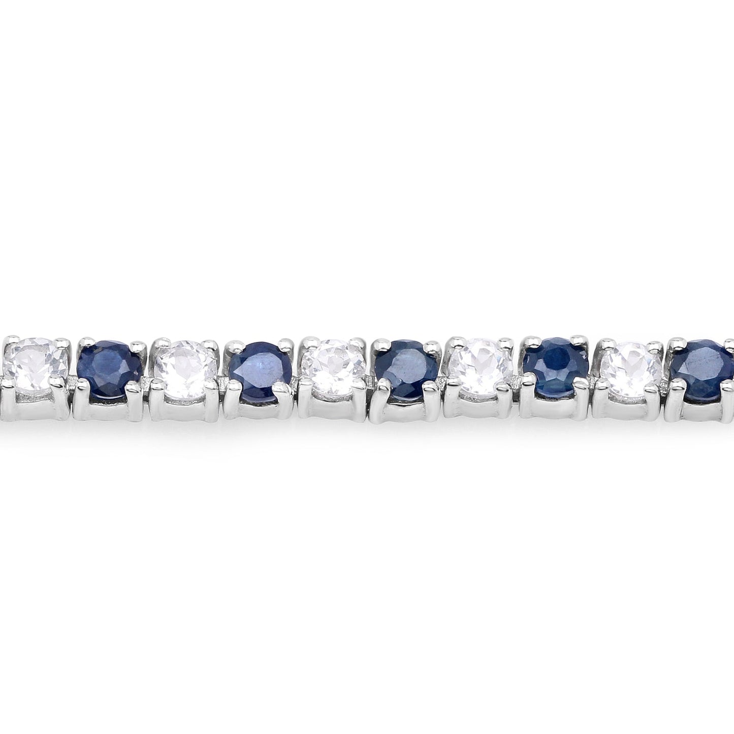 6.87 ct. t.w. Blue Sapphire and White Topaz Bracelet in Sterling Silver