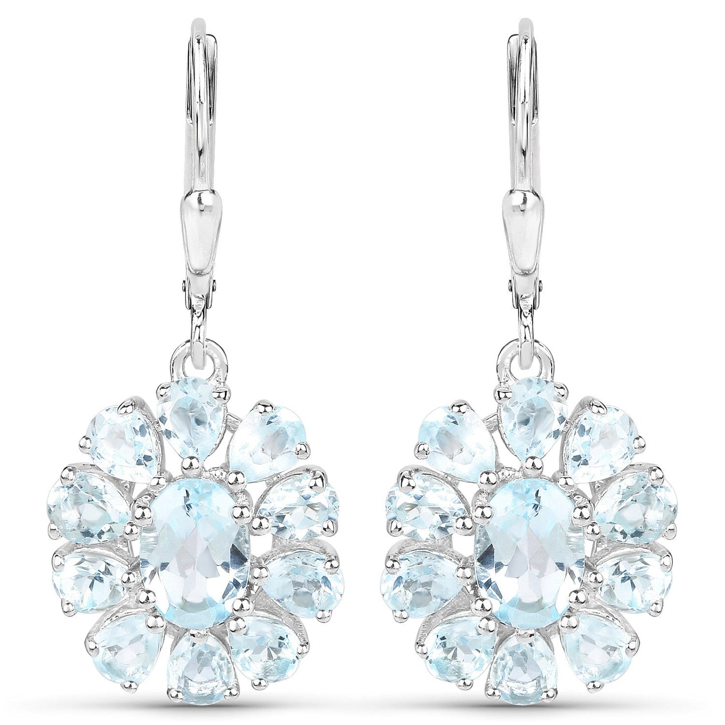14.02 Carat Genuine Blue Topaz and White Topaz .925 Sterling Silver 3 Piece Jewelry Set (Ring, Earrings, and Pendant w/ Chain)