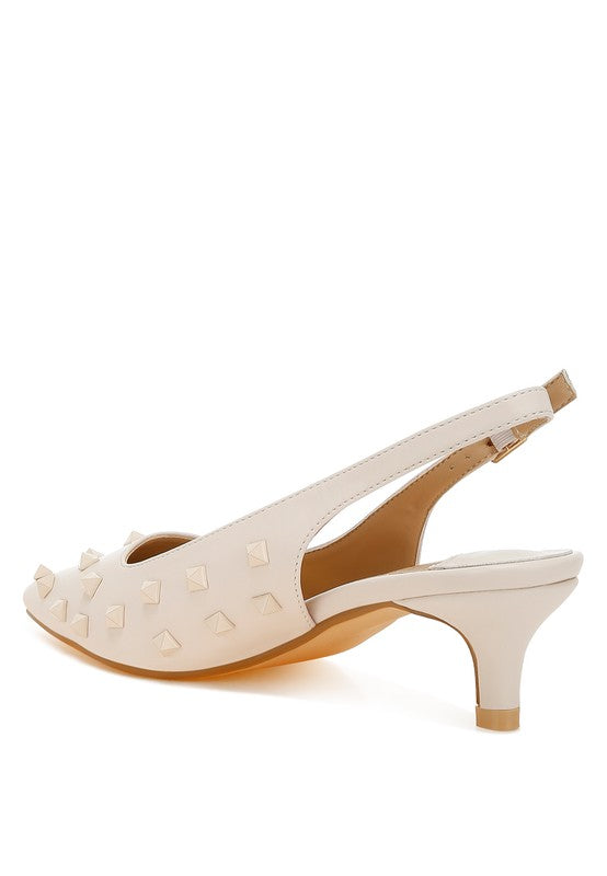 Hegron Stud Embellished Kitten Heels