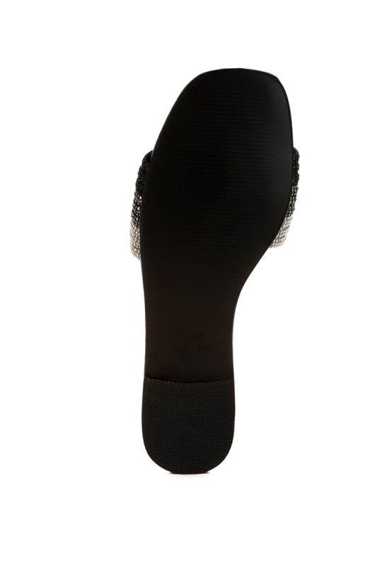 Chrisy Rhinestone Strap Slip On Flats