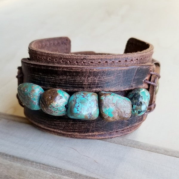 Wide Cuff with African Turquoise Chunks