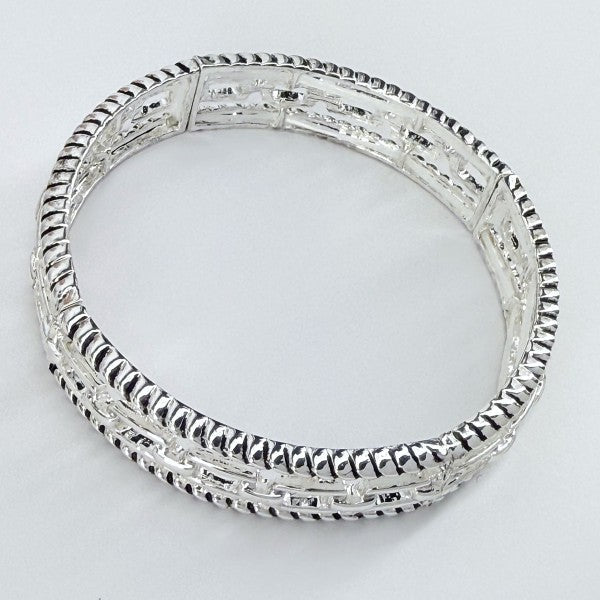 Stretchable Bracelet With Filigree and Cuban Link