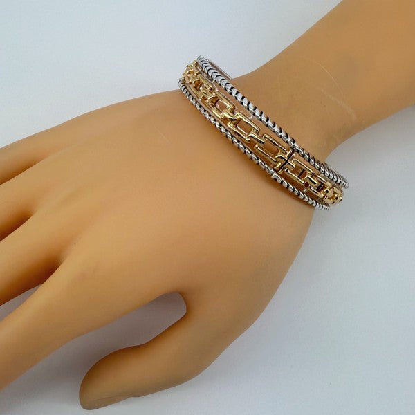 Stretchable Bracelet With Filigree and Cuban Link