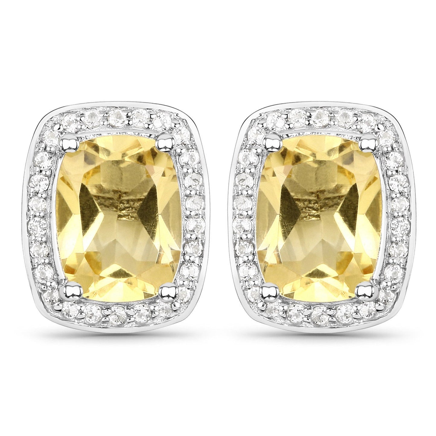 2.81 Carat Genuine Citrine and White Topaz .925 Sterling Silver Earrings