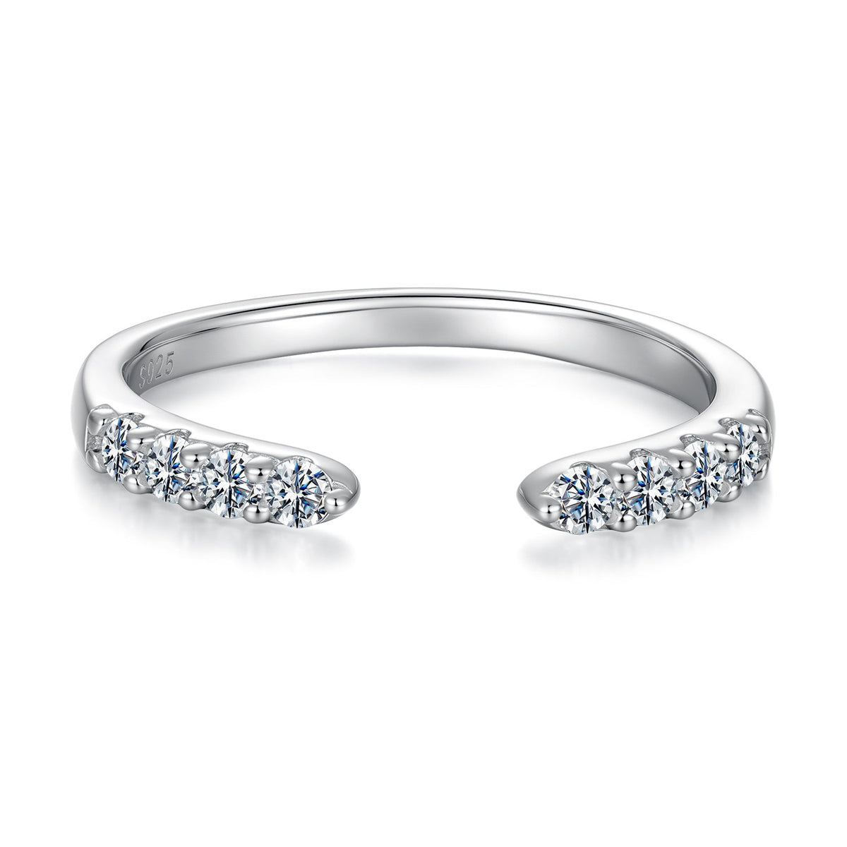 925 Sterling Silver White Gold Plated Size E Moissanite Ring for Women