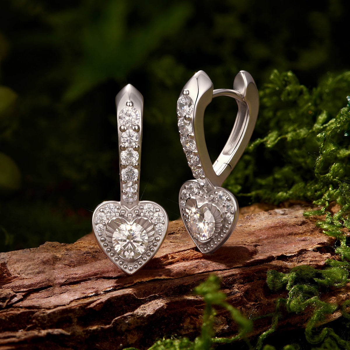 925 Sterling Silver White Gold Plated Moissanite Pavé CZ 2.2x0.9cm Earrings for Women