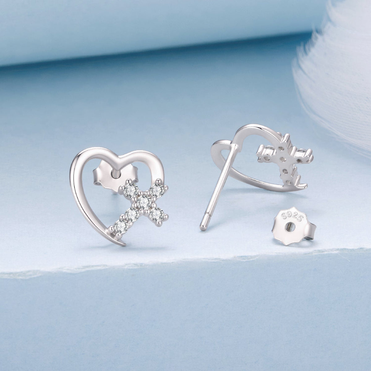 925 Sterling Silver White Gold Plated 1.0x1.0cm Pavé CZ Earrings for Women