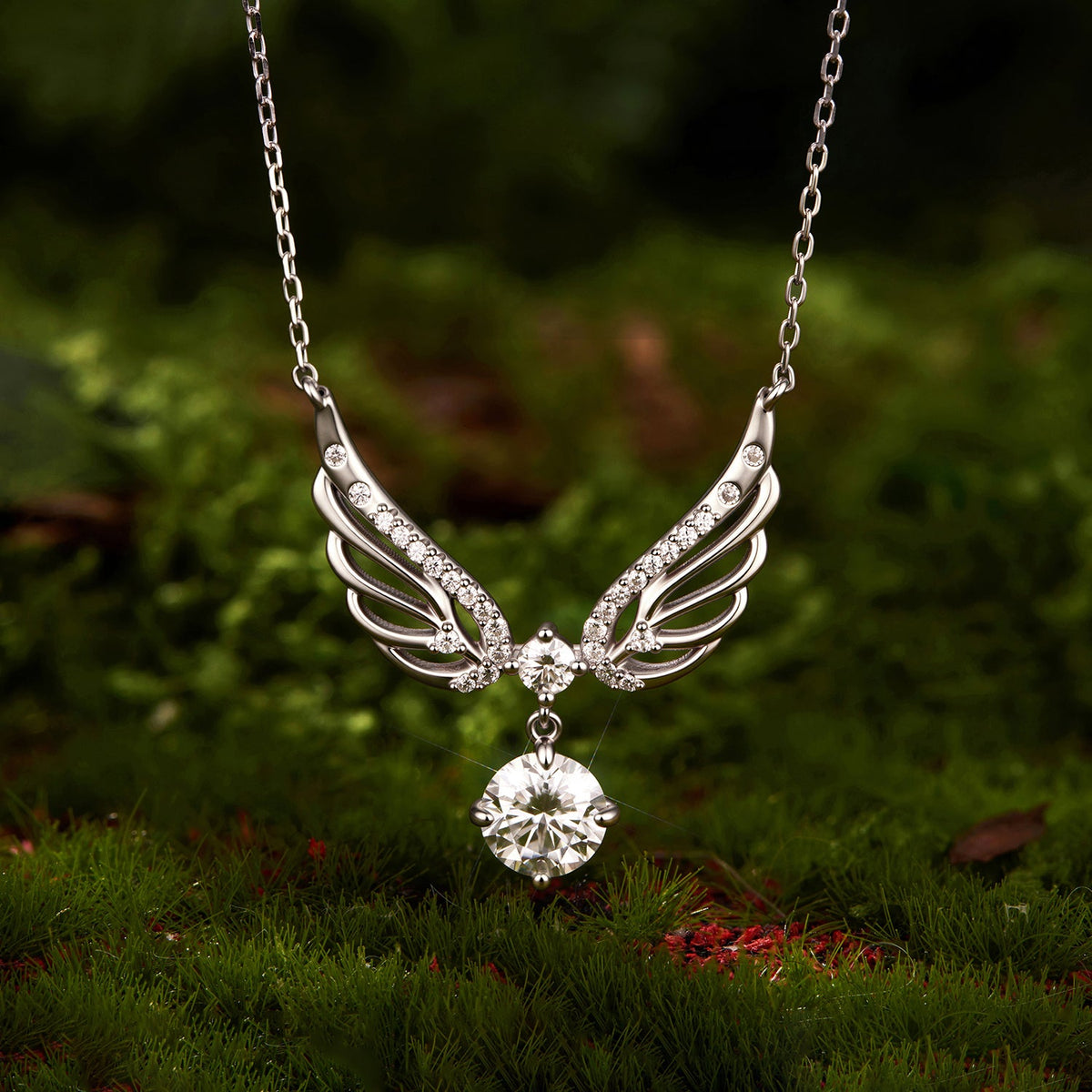925 Sterling Silver White Gold Plated Moissanite 40+5cm Pavé CZ Pendant Necklace for Women