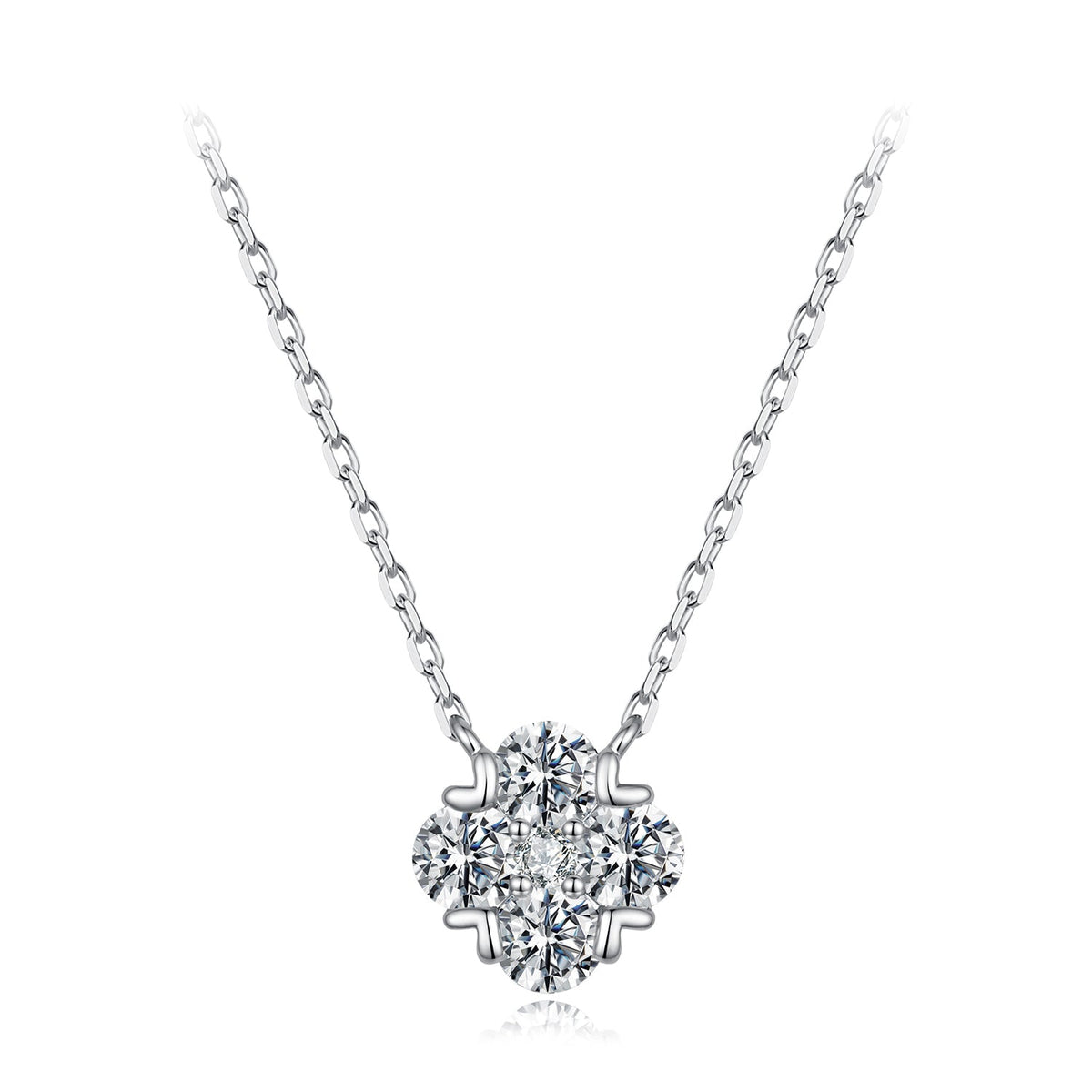 925 Sterling Silver White Gold Plated Moissanite 40+5cm Necklace for Women