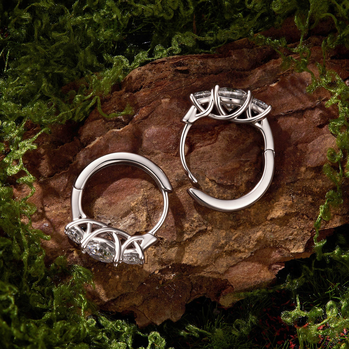 925 Sterling Silver White Gold Plated Moissanite 1.3x0.5cm Hoop Earrings for Women
