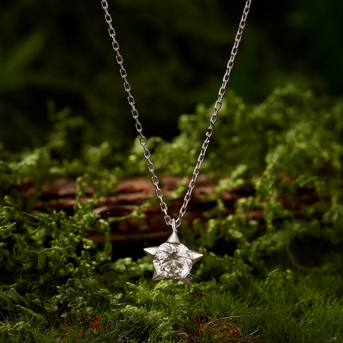 925 Sterling Silver White Gold Plated 1 Carat Moissanite 40+5cm Necklace for Women