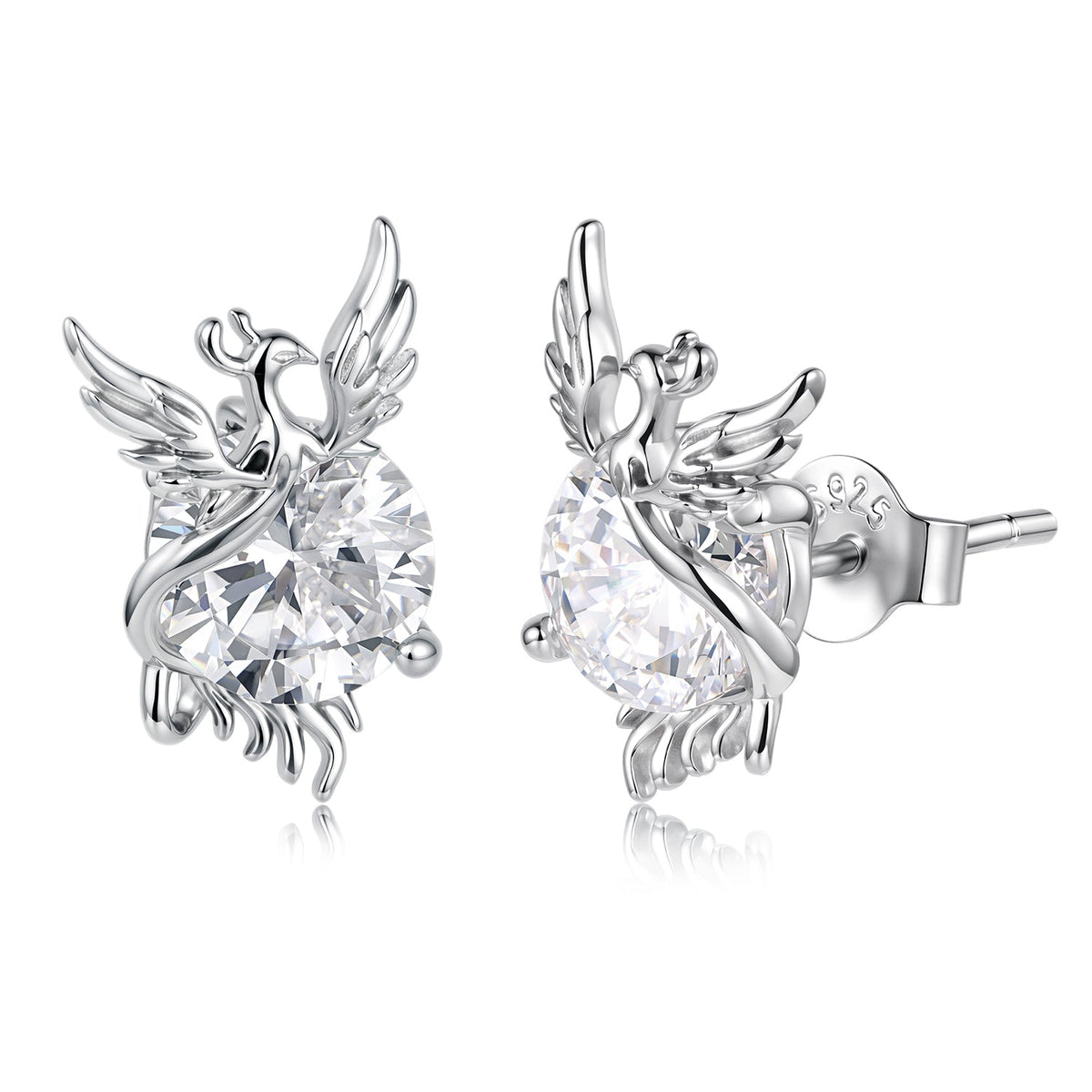 925 Sterling Silver White Gold Plated 1.4x0.9cm Pavé CZ Earrings for Women